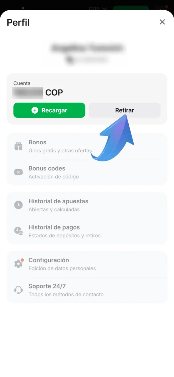 Transfiere tus ganancias al saldo principal de 1Win Casino para retirar fondos.