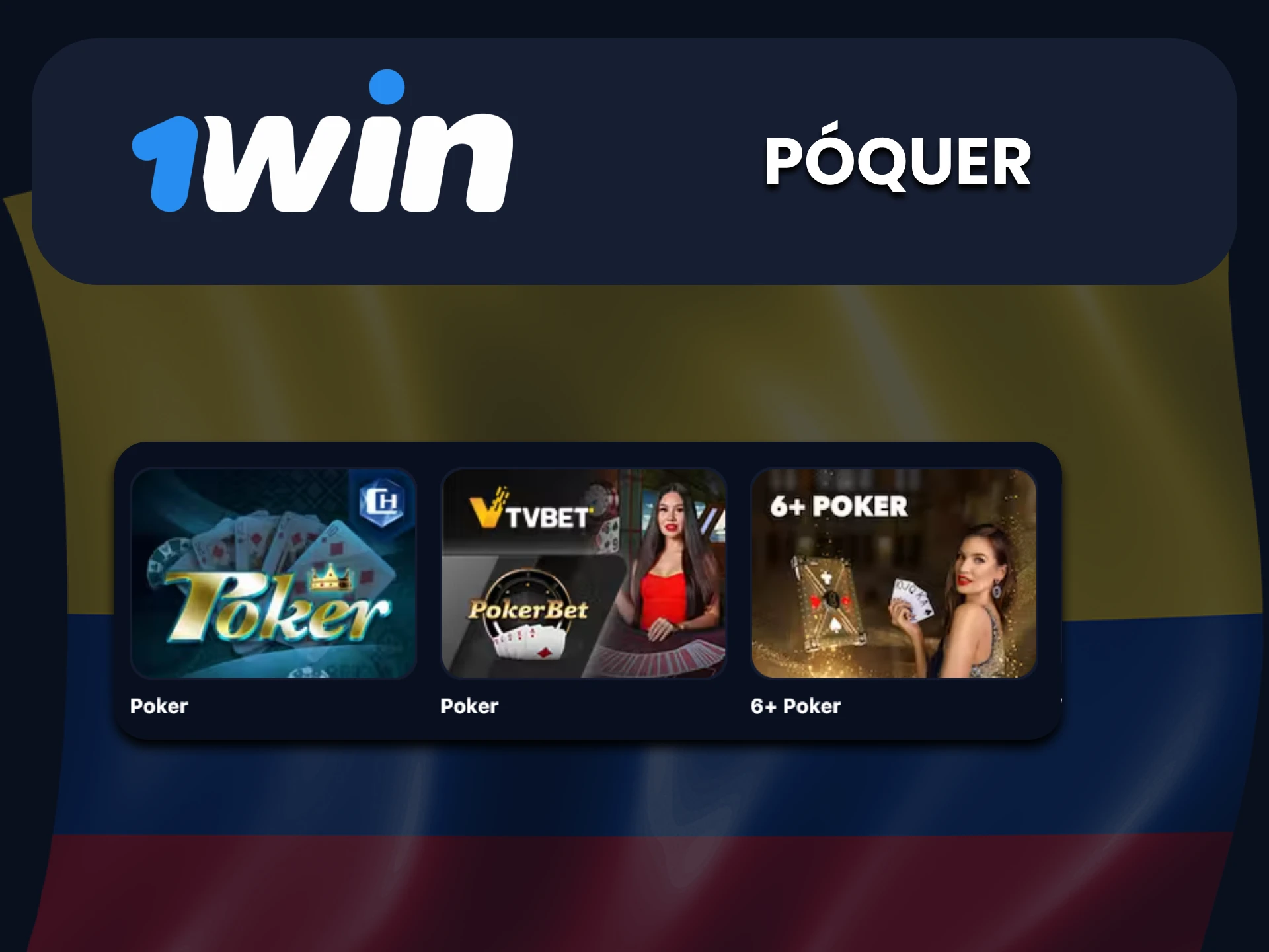 Para juegos en la sección de casino en vivo de 1win, elija Poquer.