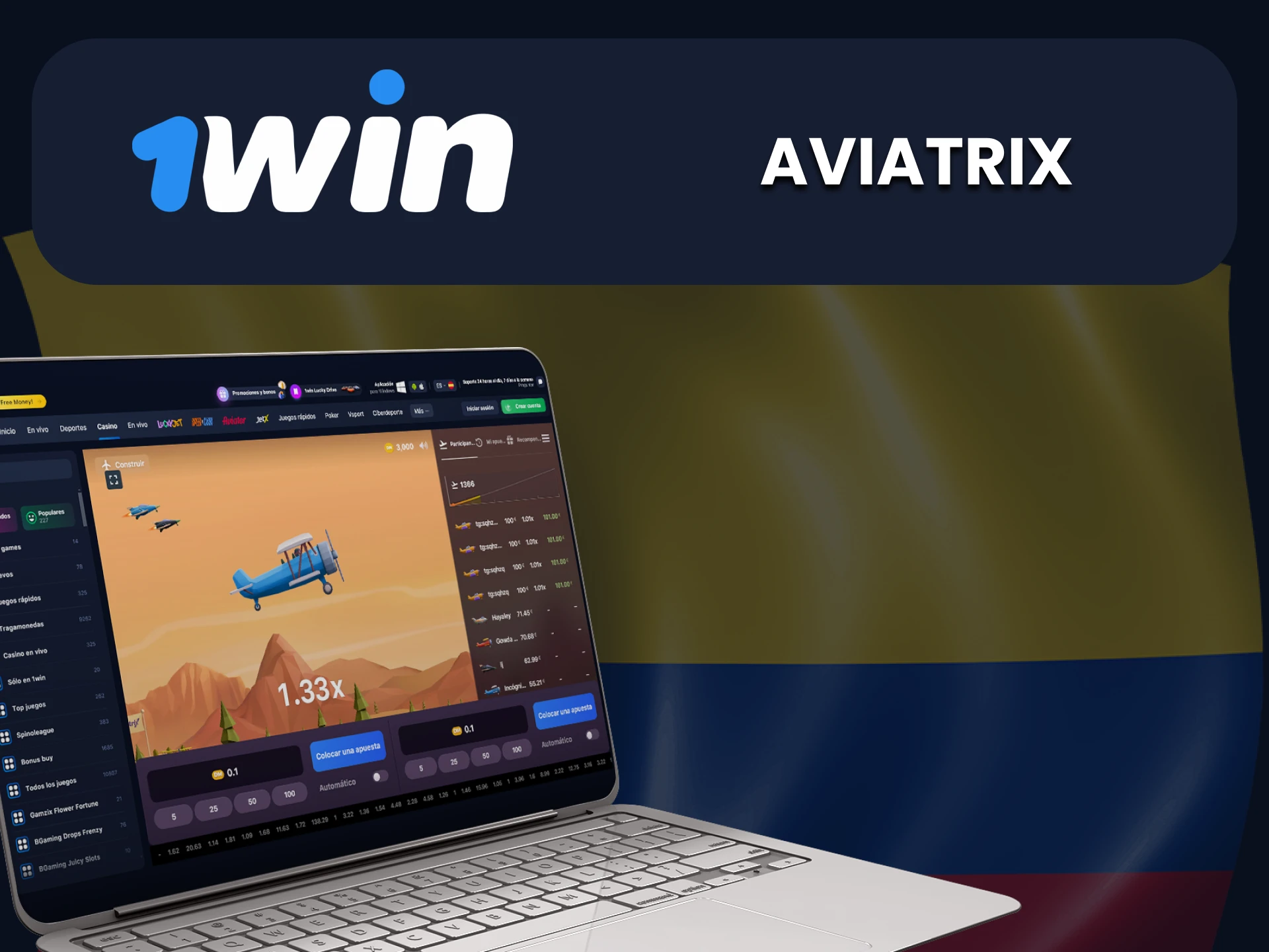 Juega Aviatrix en el sitio web de 1Win.