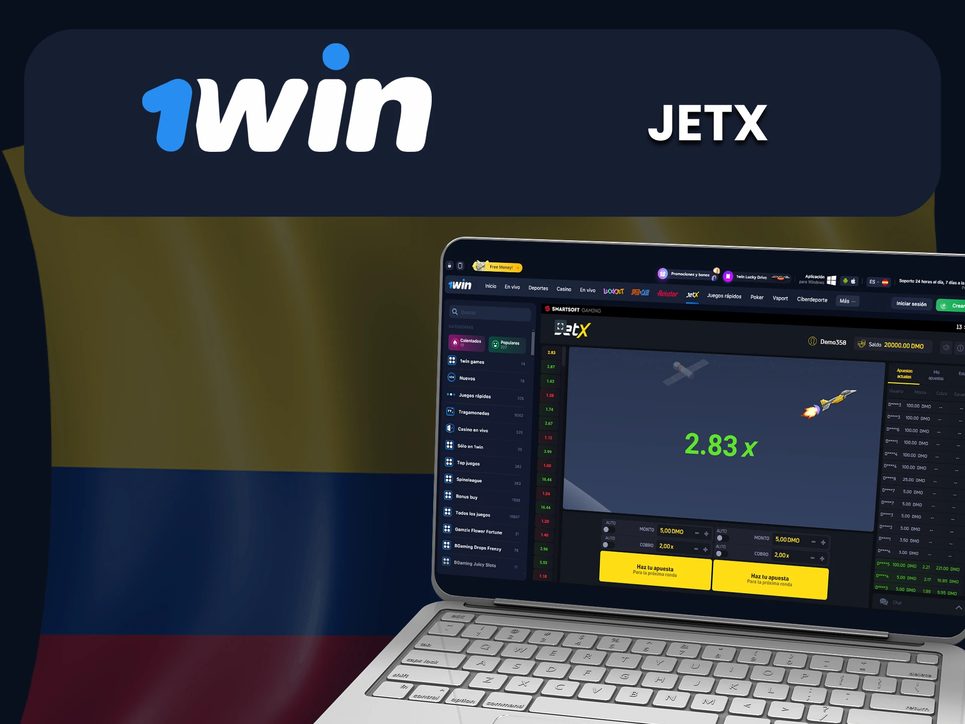 Juega JetX en el sitio web de 1Win.