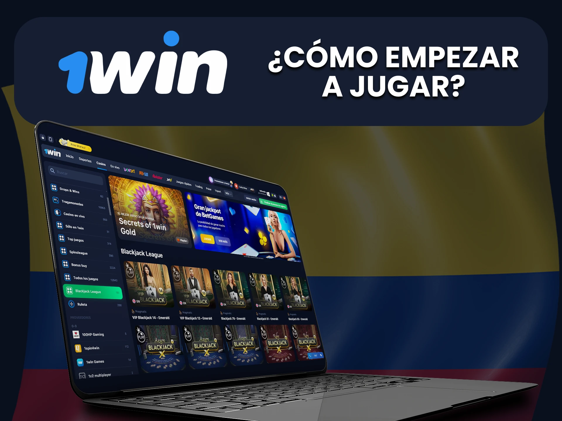 Vaya a la sección de casino y deposite Blackjack 1Win.