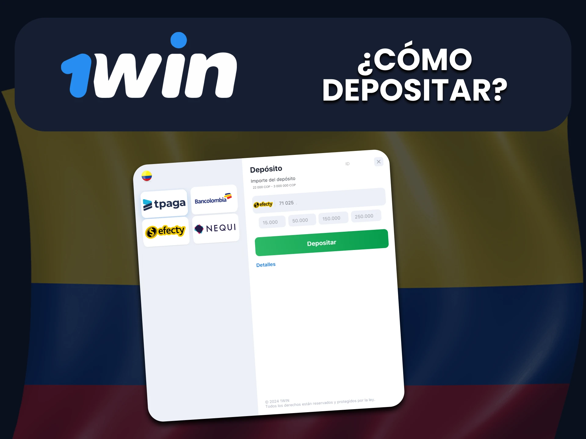 Te contamos cómo reponer tu depósito a través de Efecty en 1Win.