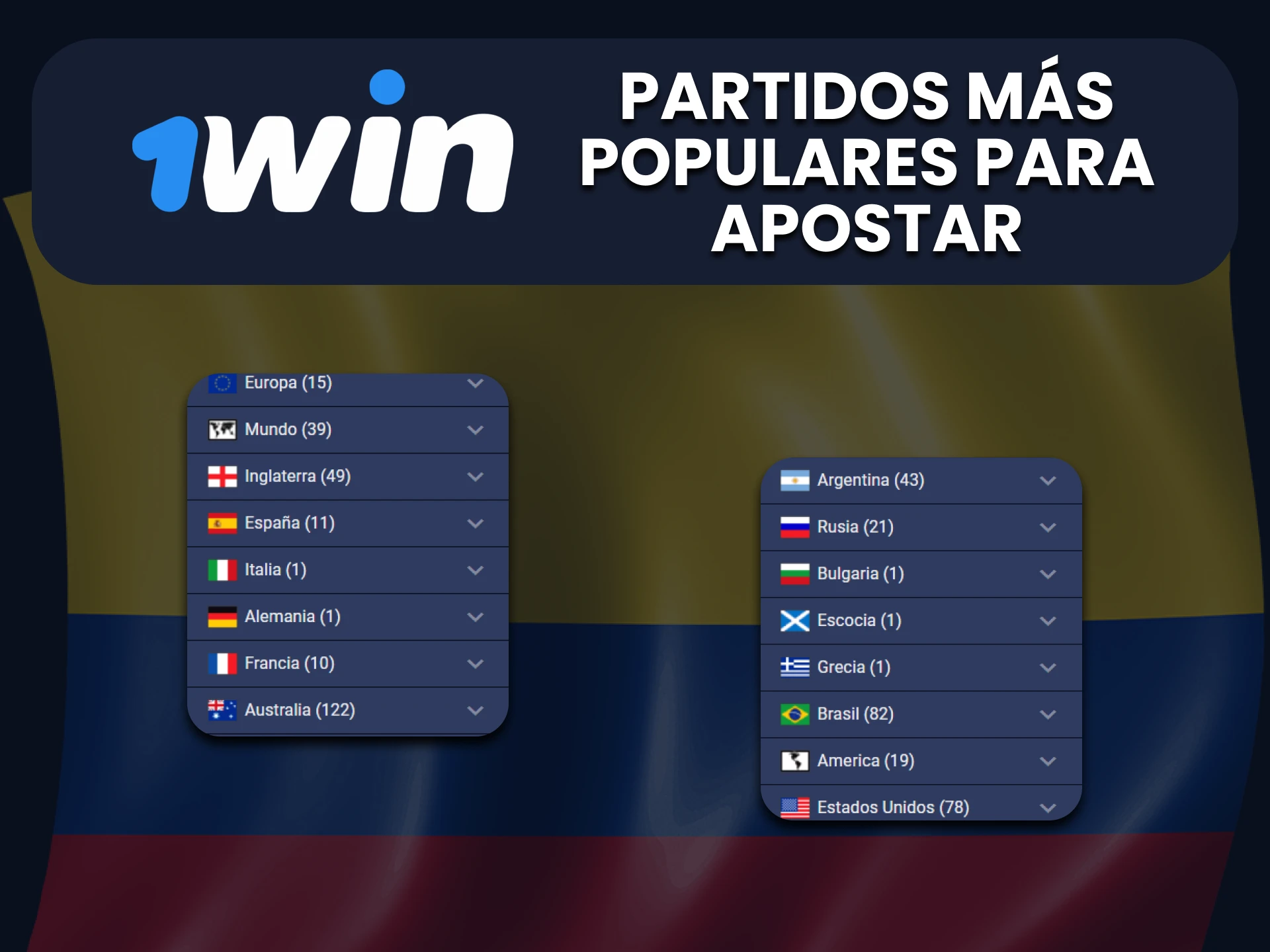 Realice apuestas en partidos populares en la sección de fútbol 1Win.