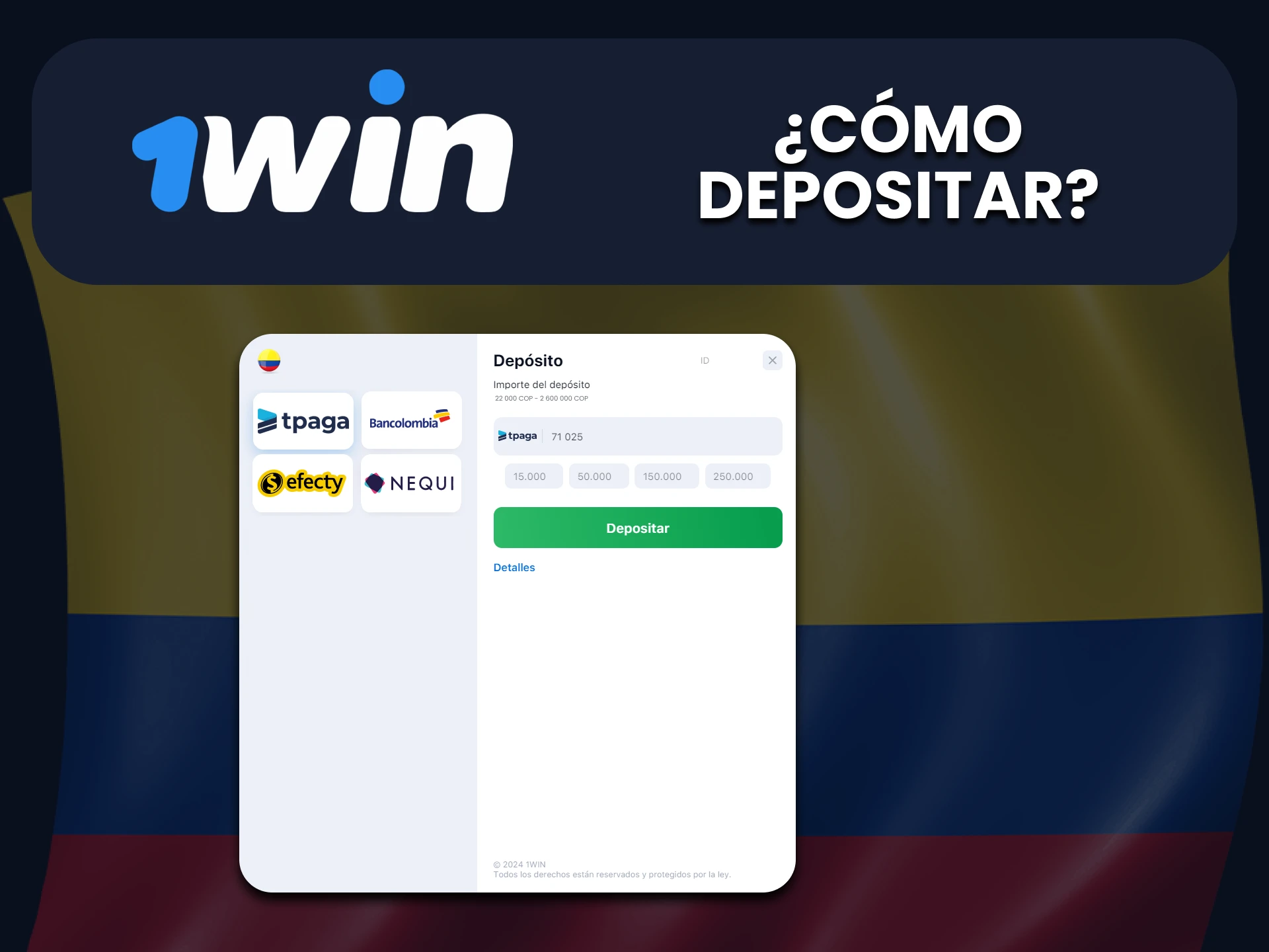 Descubra cómo recargar fondos a través de Tpaga desde 1Win.