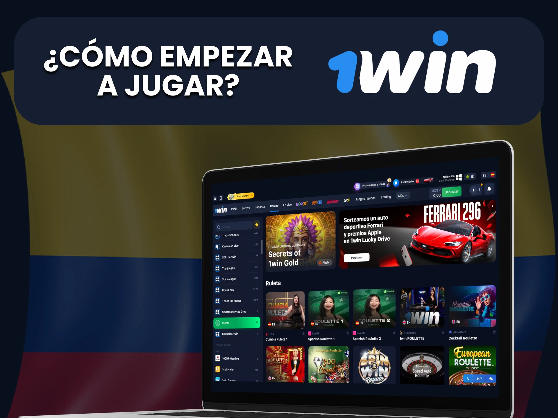 Inicie sesión en su cuenta y vaya a la sección de casino para jugar a la ruleta 1Win.