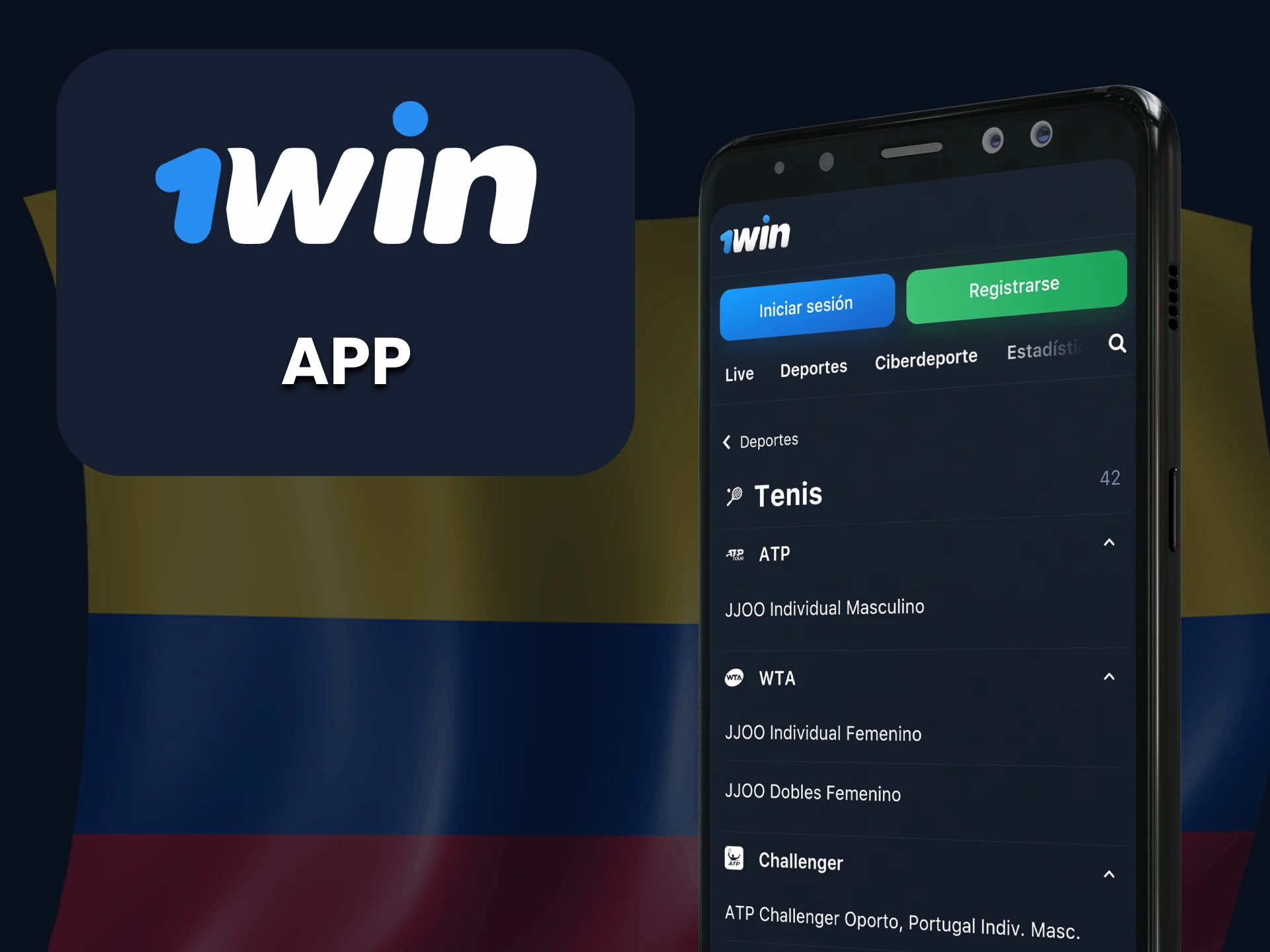 Realiza apuestas de tenis con la aplicación 1Win para Android e iOS.