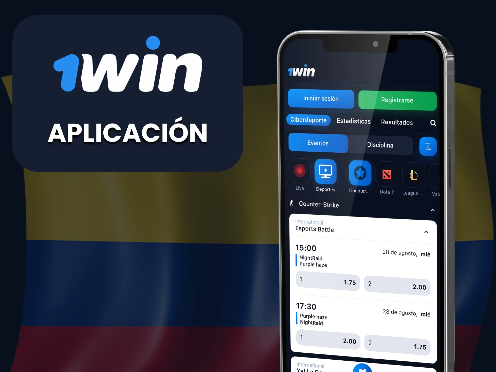 Puedes realizar apuestas en CS 2 en la aplicación 1Win.