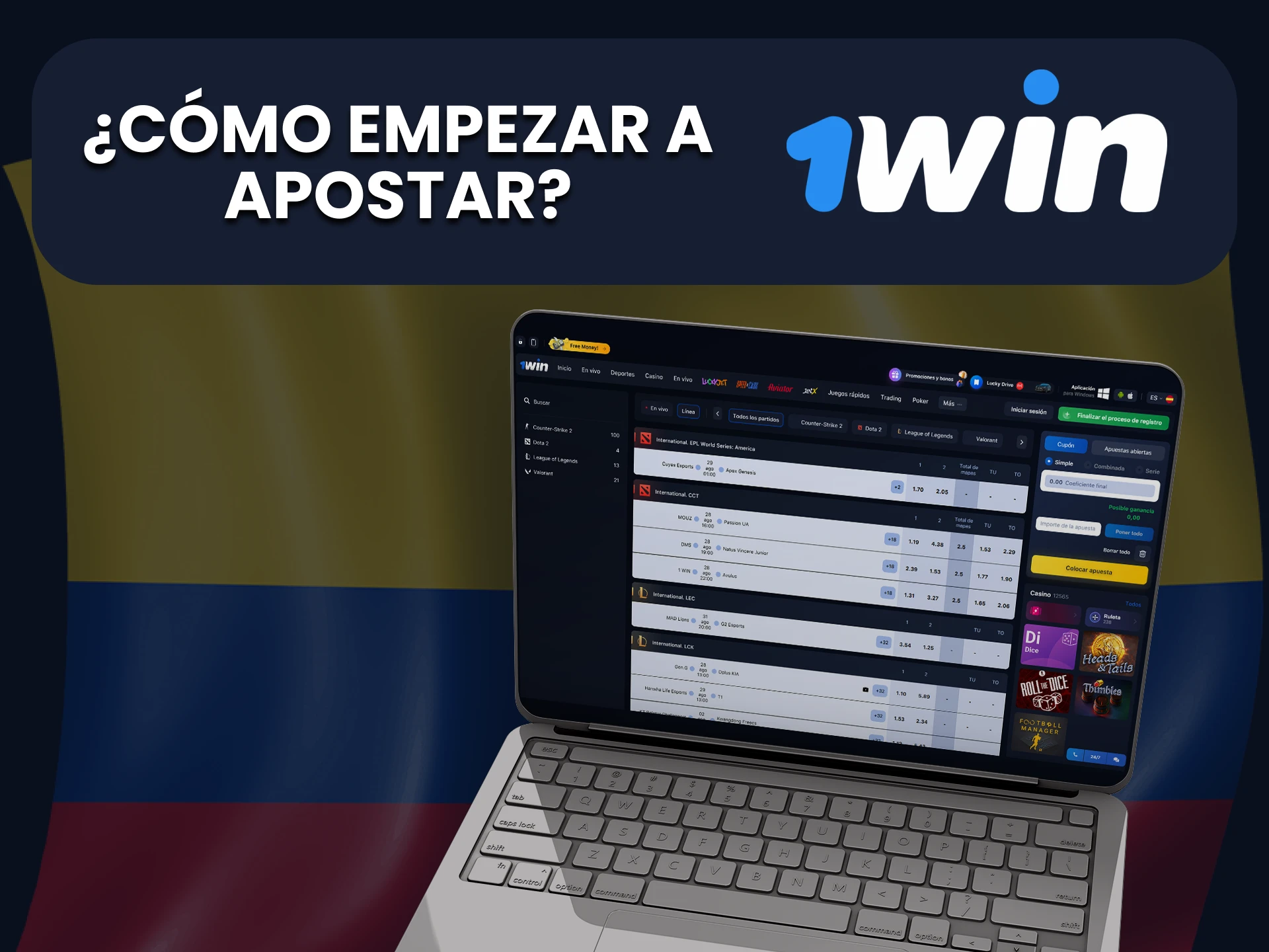 Vaya a la sección de deportes electrónicos para apostar en 1Win.