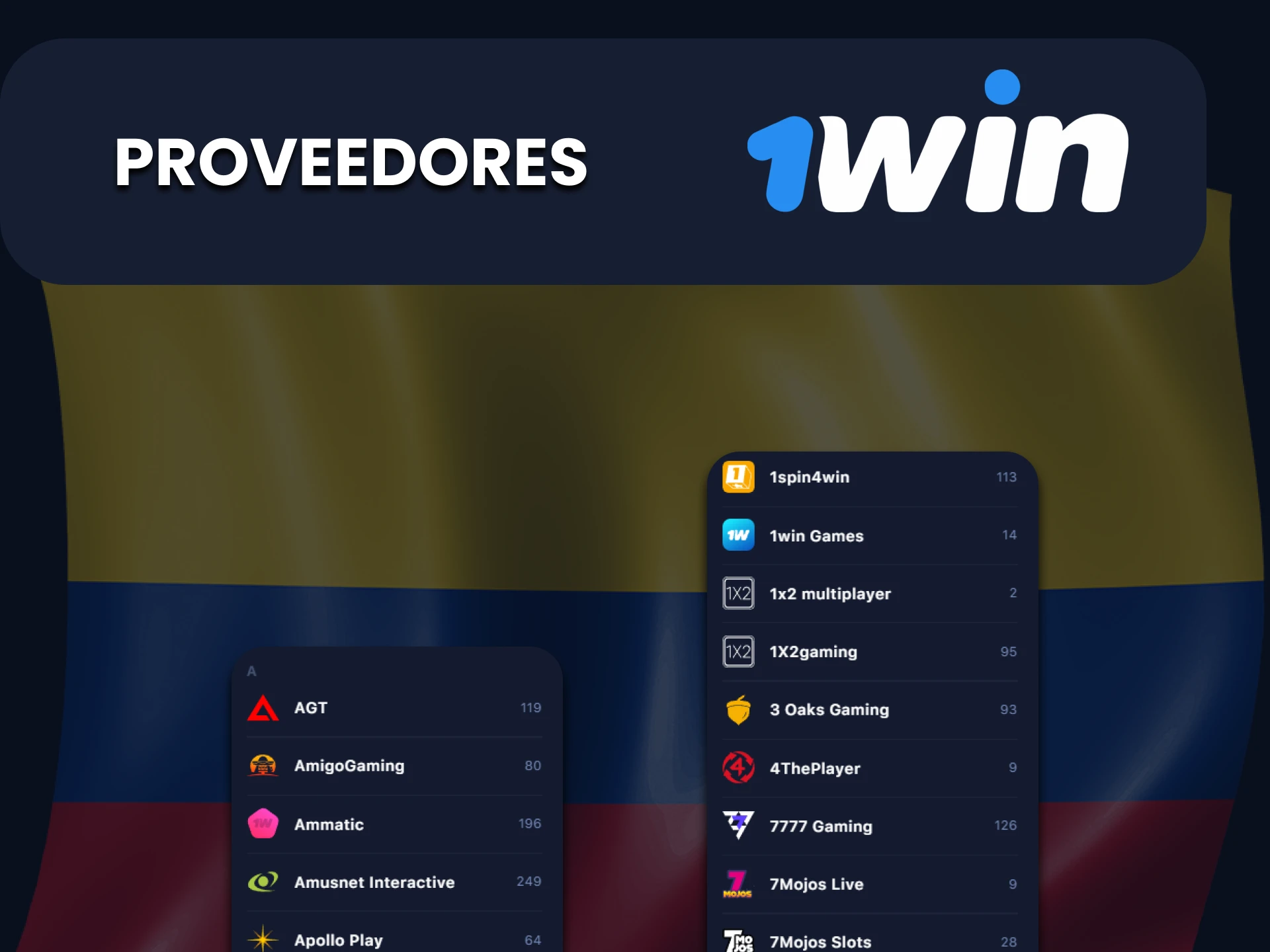 Elija su proveedor para juegos en 1win.