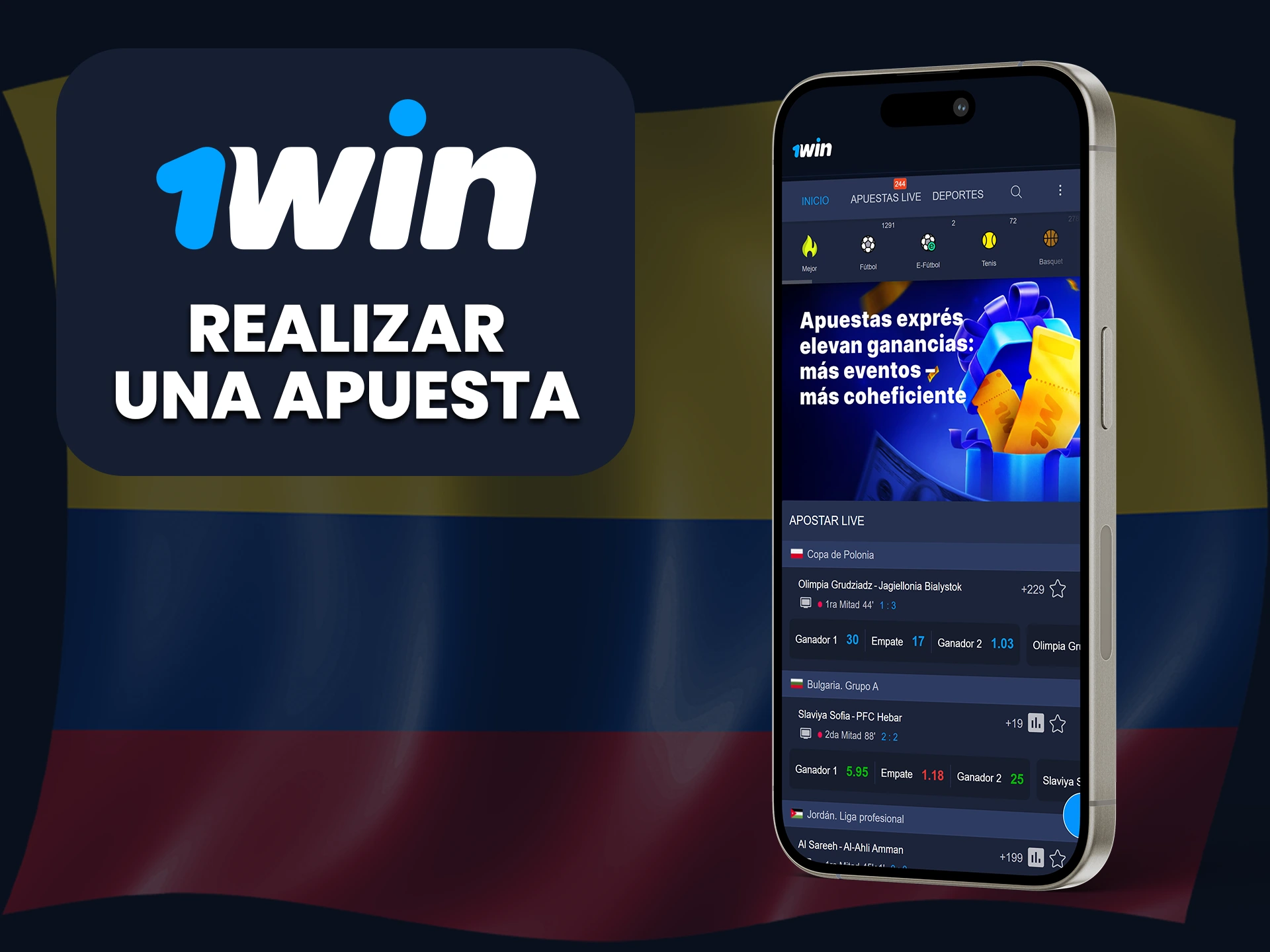 Regístrate en la aplicación 1Win y empieza a apostar en tus deportes favoritos.