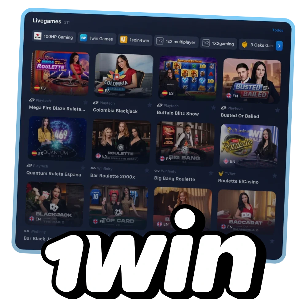 Para jugar con 1Win, elija un casino en vivo.
