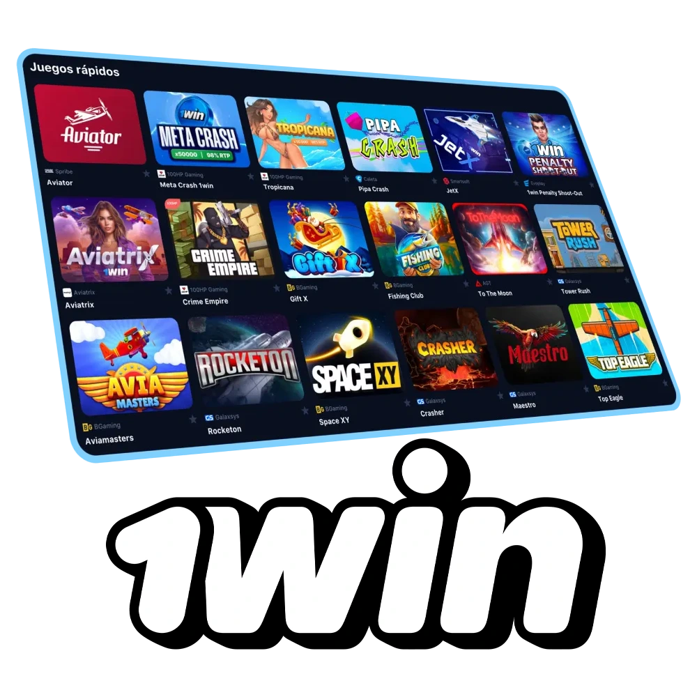 Para juegos con 1Win, seleccione la sección de juegos rápidos.