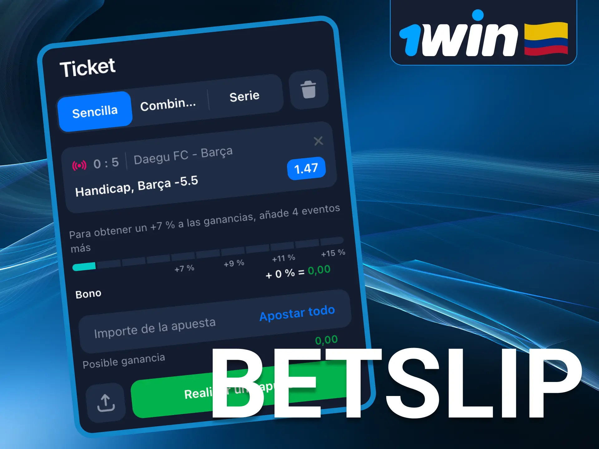 Explora miles de eventos deportivos en 1Win y crea tu apuesta Express con varias selecciones.