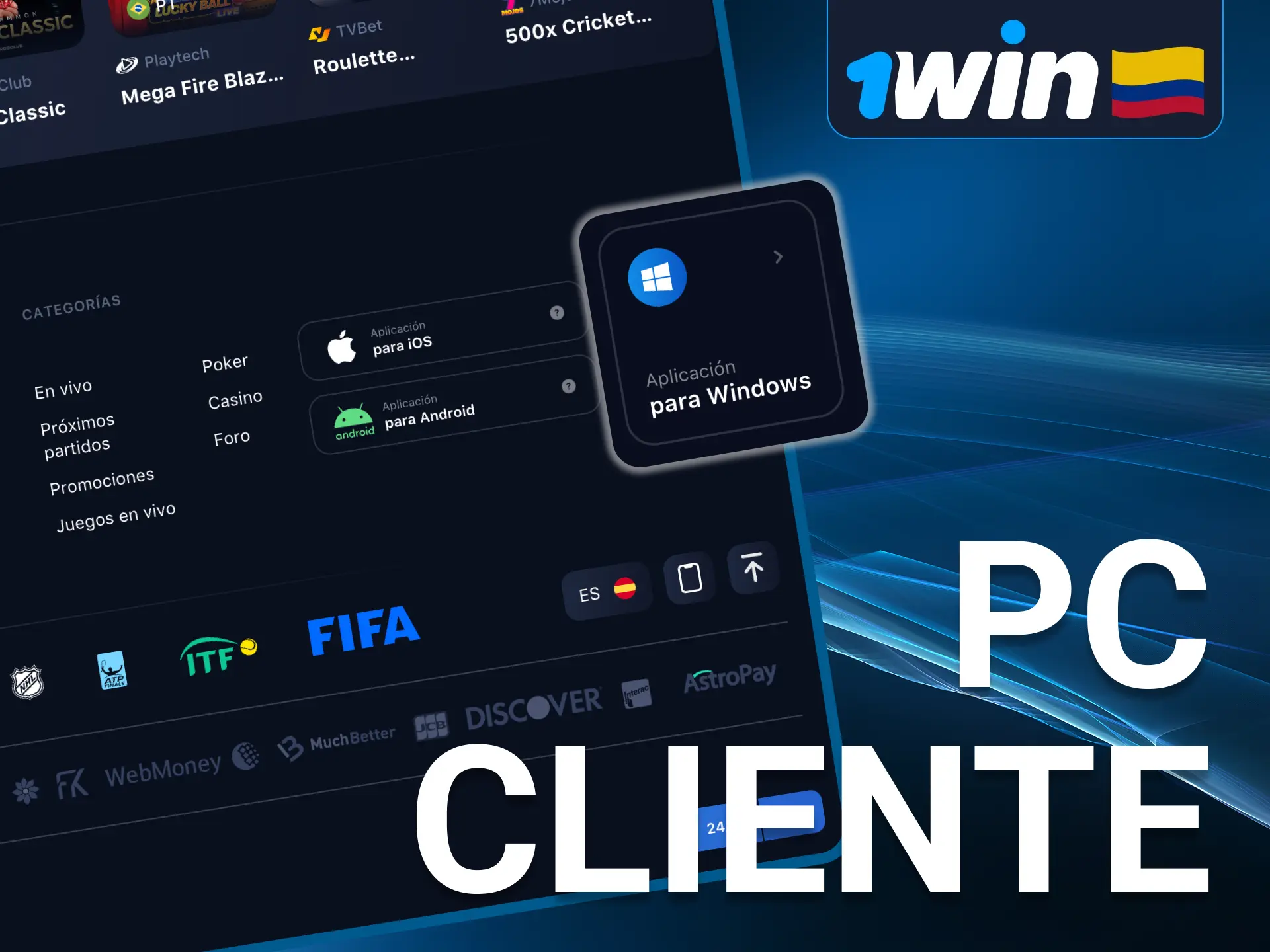 Instala 1Win en tu PC y apuesta en juegos de casino directamente desde el escritorio.