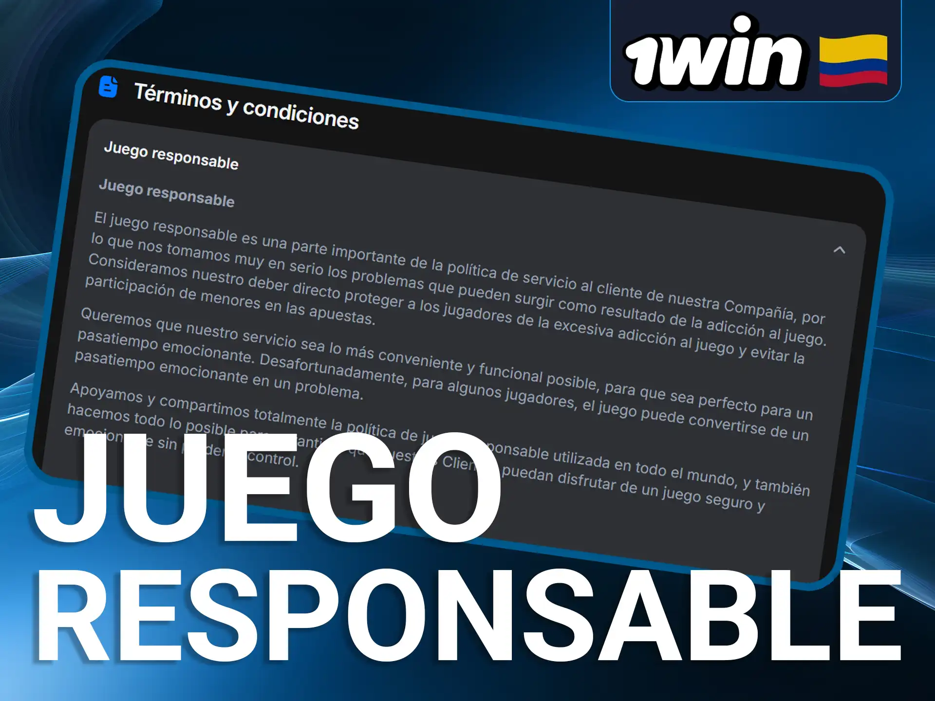 En 1Win estamos comprometidos con el juego responsable.
